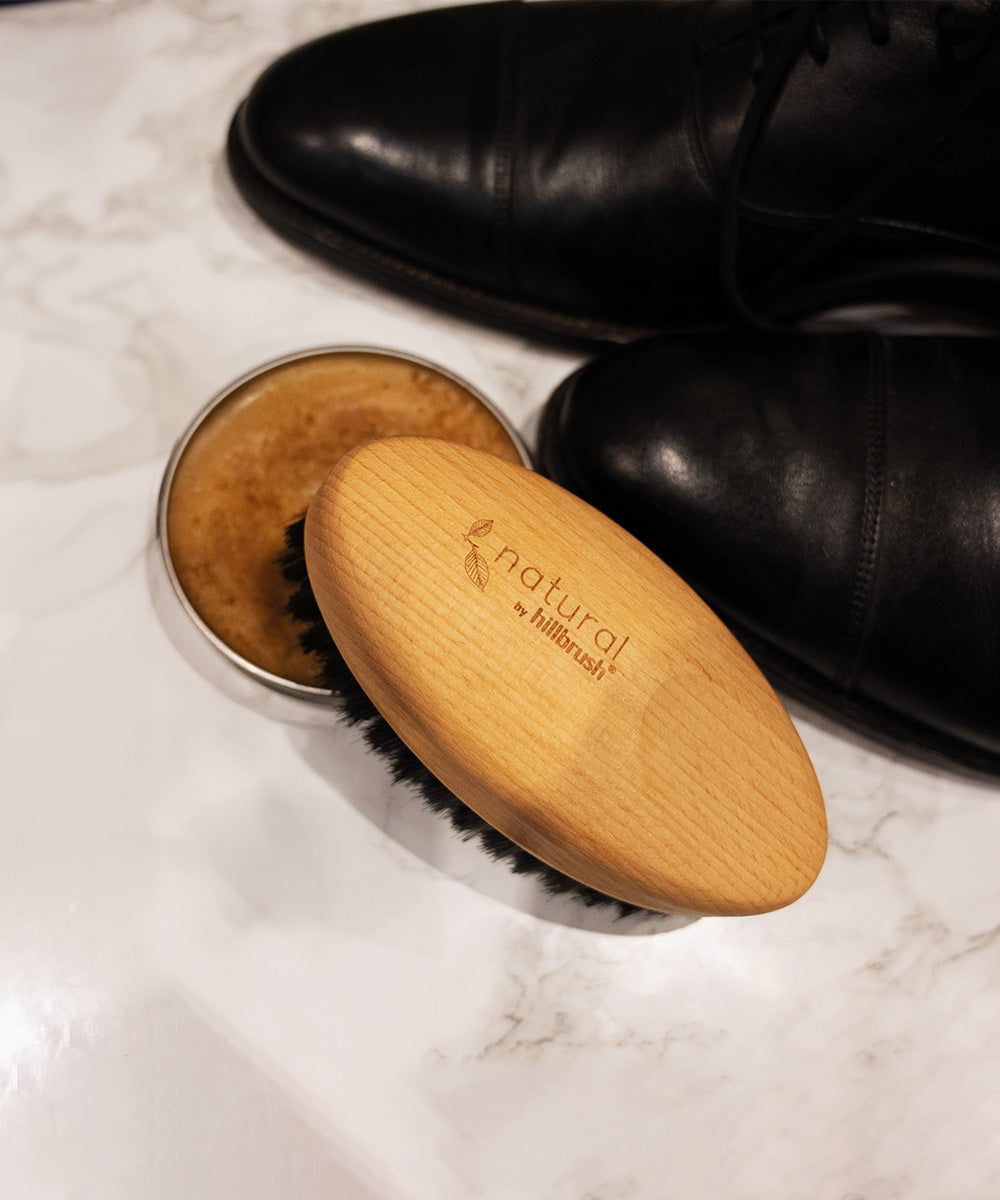 Natural by Hillbrush Large Dark Shoe Shine Brush - Soft